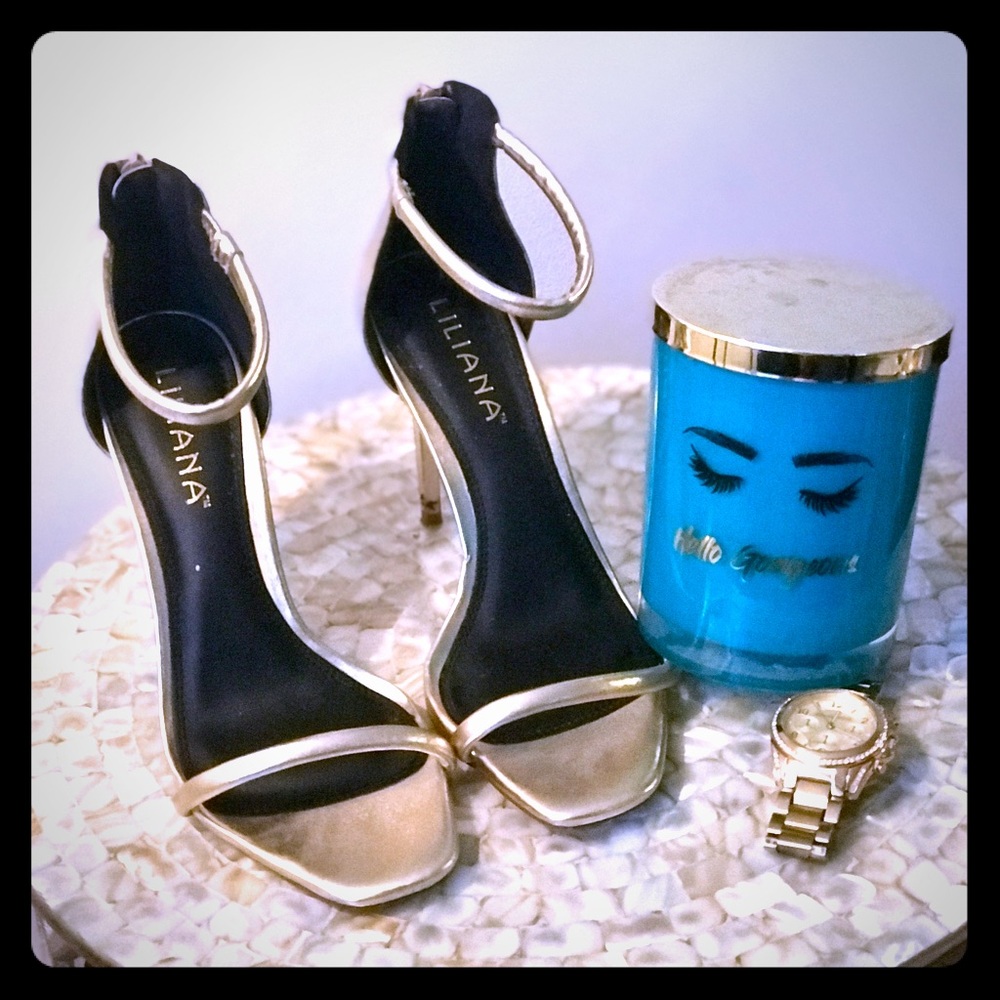 Gold strappy sandals